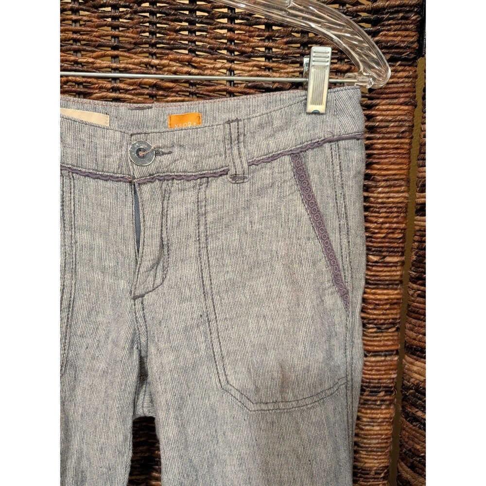 Anthropologie Pilcro Linen Embroidered Lace Wide Leg Low Rise Pants 2P Petite - Picture 3 of 11
